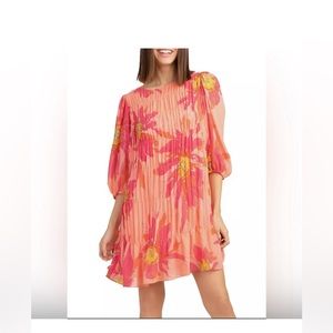 Trina Turk Pleated Floral Shift Dress